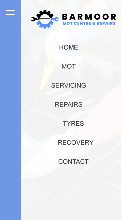 HOME MOT SERVICING REPAIRS B A R M O O R MOT CENTRE & REPAIRS TYRES RECOVERY CONTACT